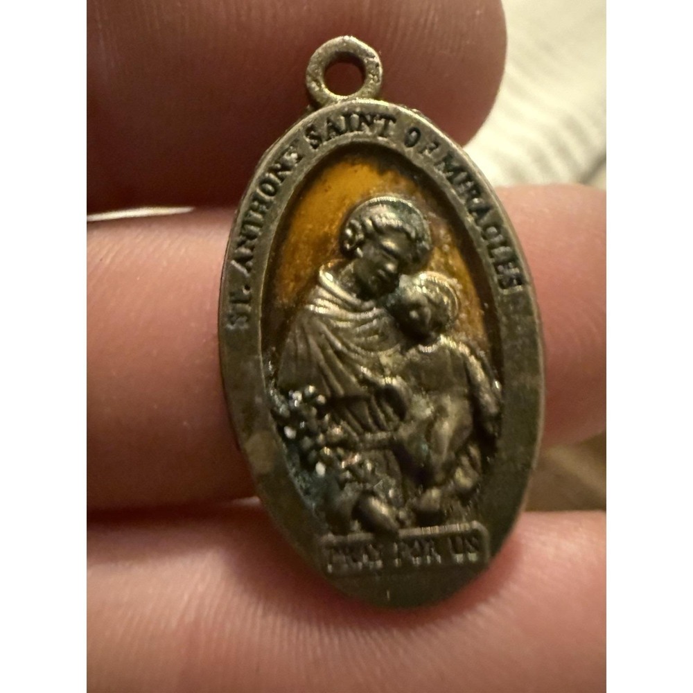 Vintage St Anthony of Padua Pray for Us Basilica Padova Catholic Medal Pendant